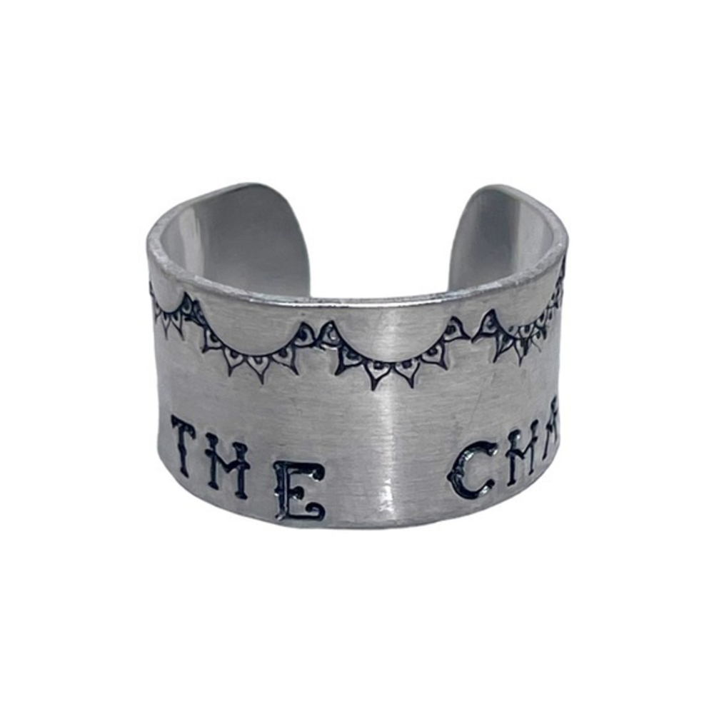 Handmade 9/10 stamped change  silver hypoallergenic adjustable wide cuff ring‎